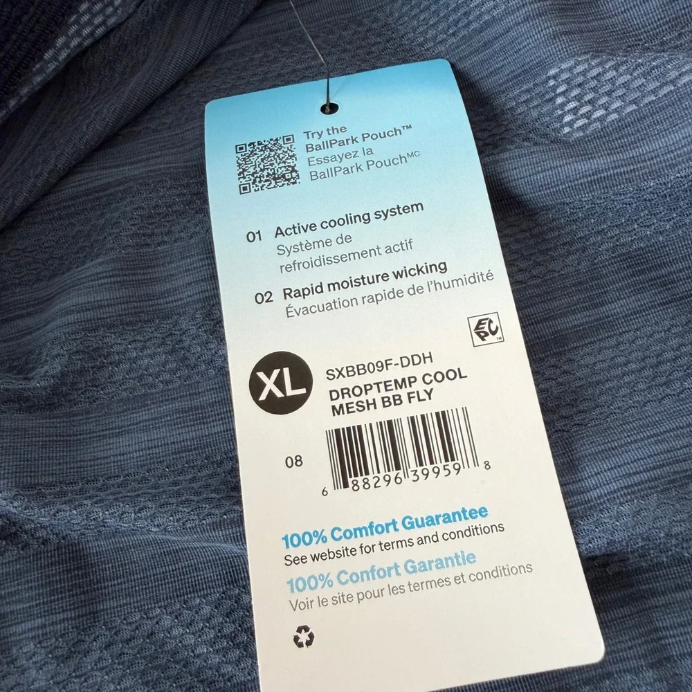 Saxx Mens DropTemp Cooling Mesh Boxer Briefs BallPark Pouch Denim Heather XL NEW